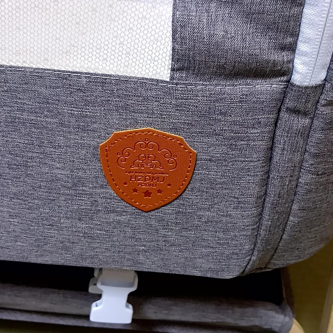 HZDMJ 折りたたみ　ベビーベッド　添い寝　グレー　取扱説明書・収納袋付属