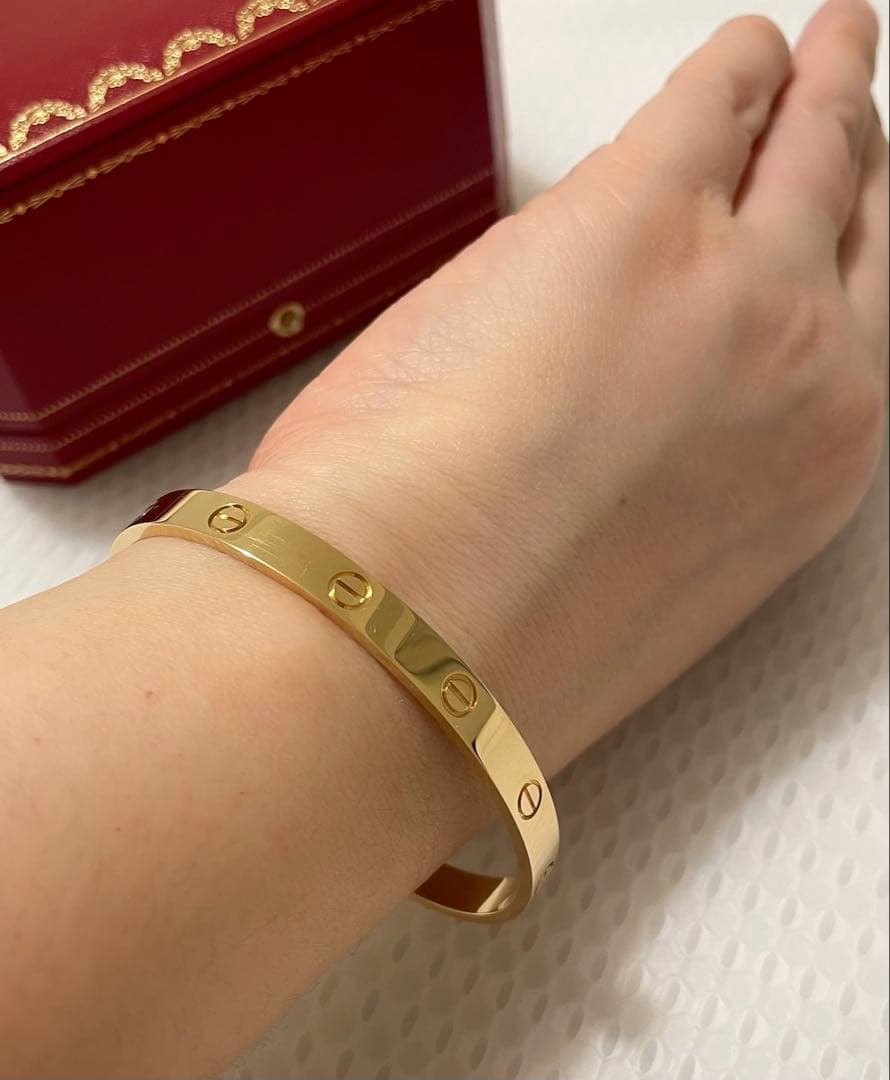 【美品・付属品あり】Cartier オープンラブブレス K18YG #19