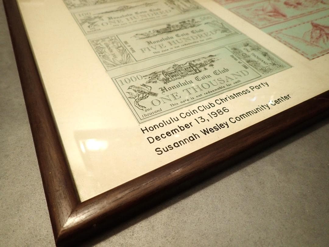 1986年 ホノルルクラブ クリスマスカード 額装☆希少レア☆