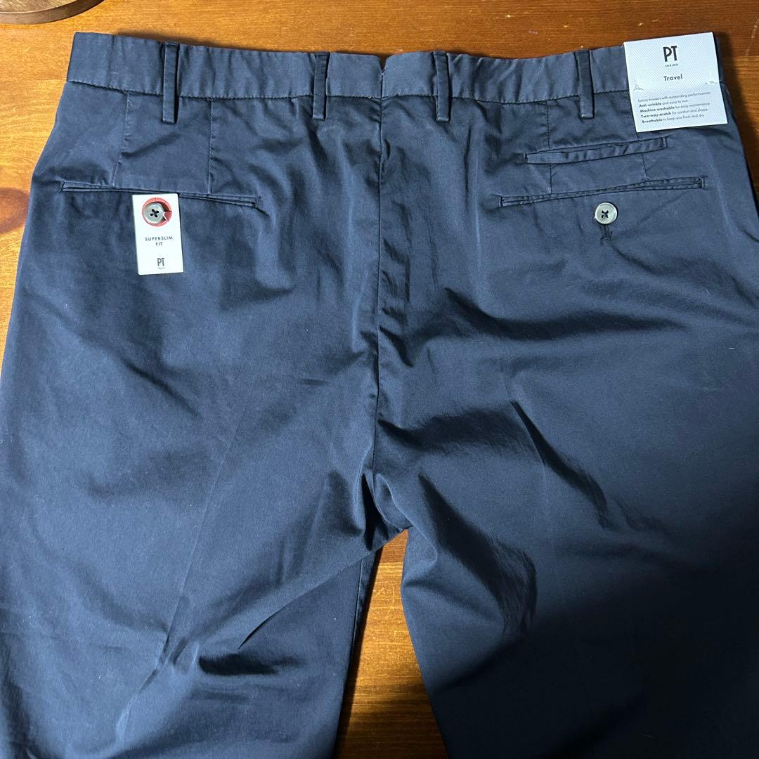 新品 PT TORINO Travel 52 ストレッチ ネイビー スラックス