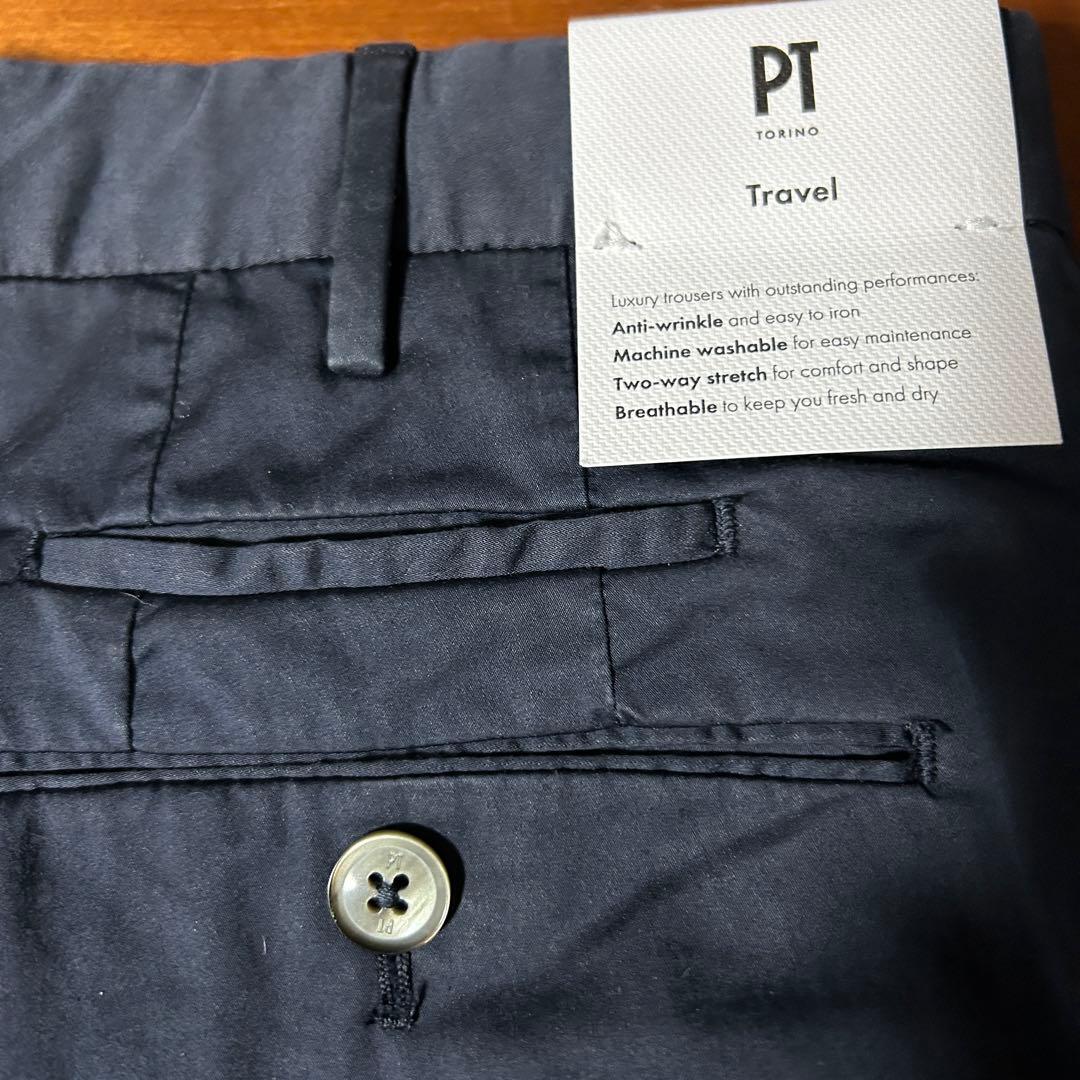 新品 PT TORINO Travel 52 ストレッチ ネイビー スラックス