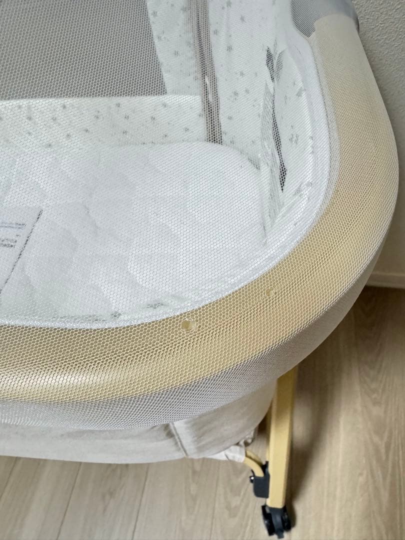 HZDMJ ベビーベッド ベージュ 折りたたみ 添い寝