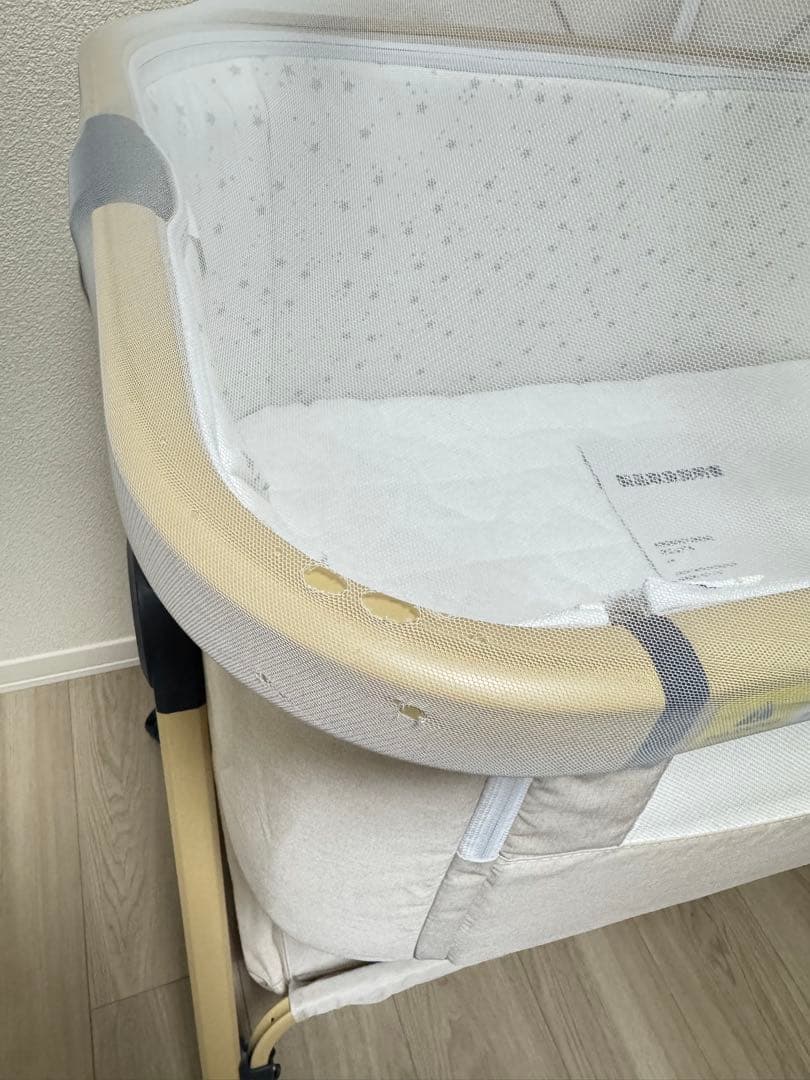 HZDMJ ベビーベッド ベージュ 折りたたみ 添い寝