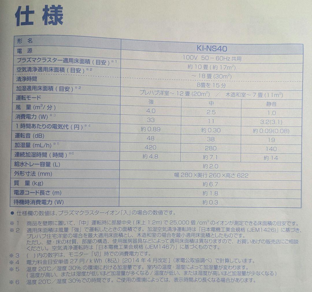 シャープ　加湿空気清浄機 KI-NS40【未使用】