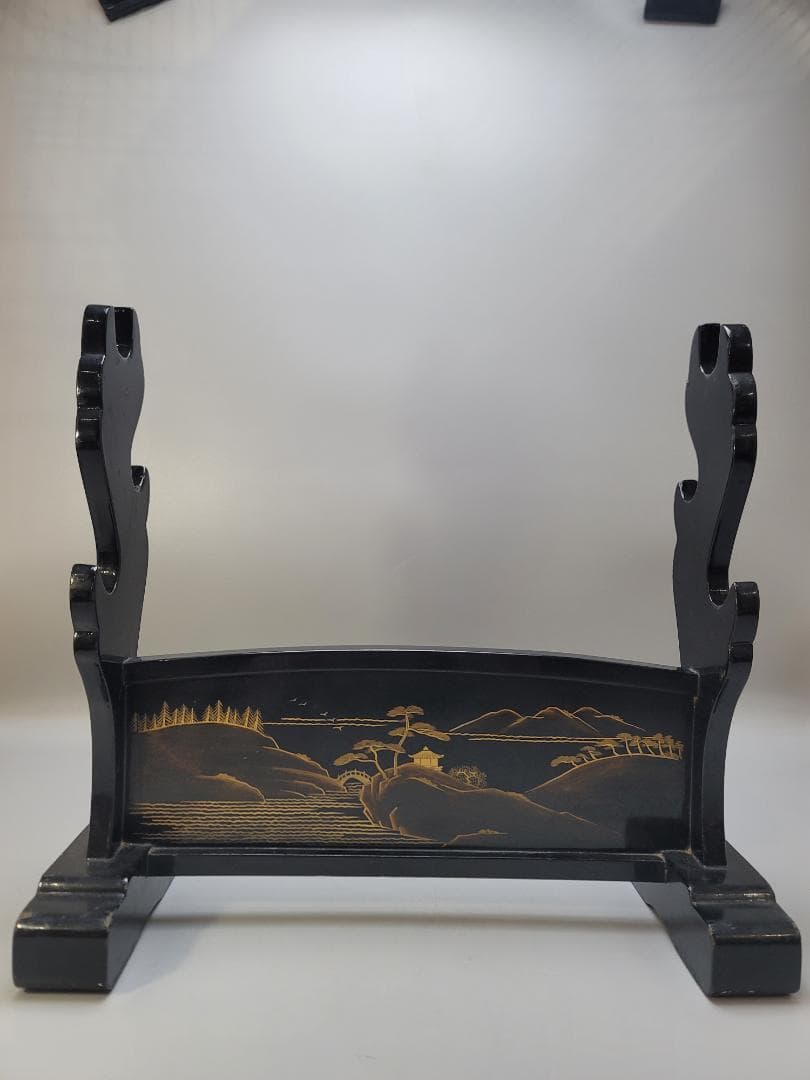 武具甲冑 山水図 刀掛 骨董品