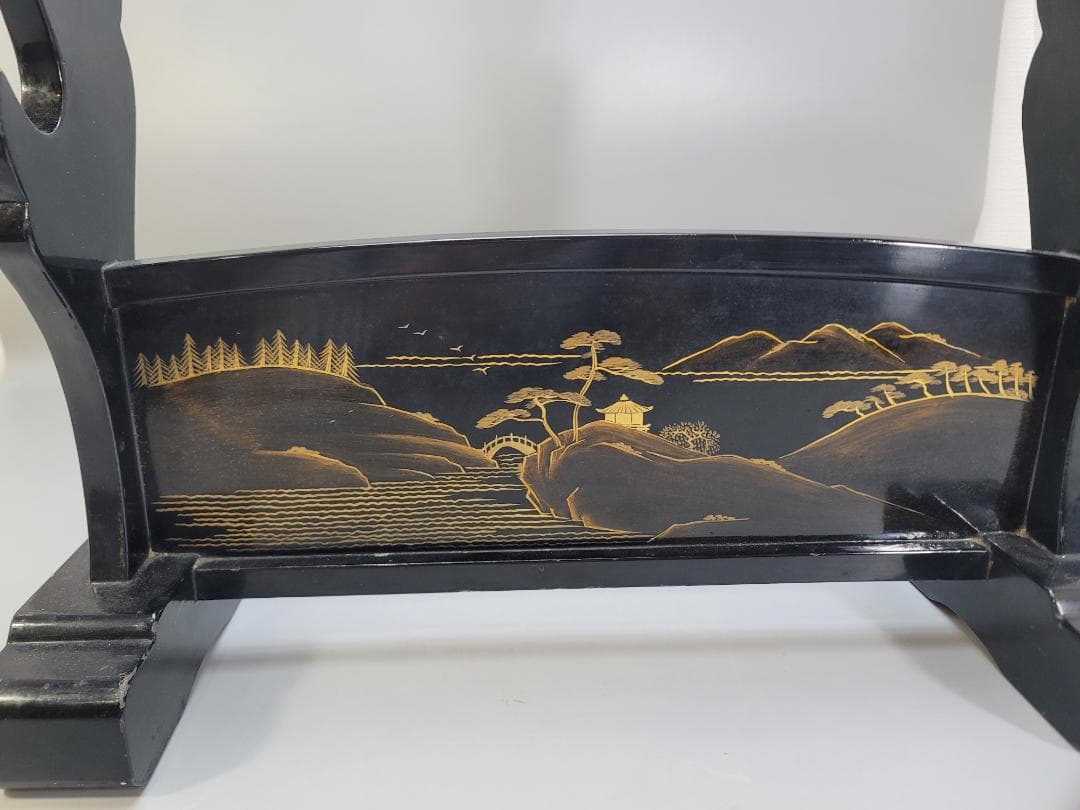 武具甲冑 山水図 刀掛 骨董品