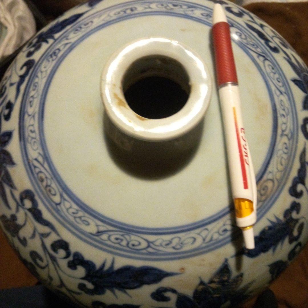 中国陶磁器　元染付　 人物長大壺