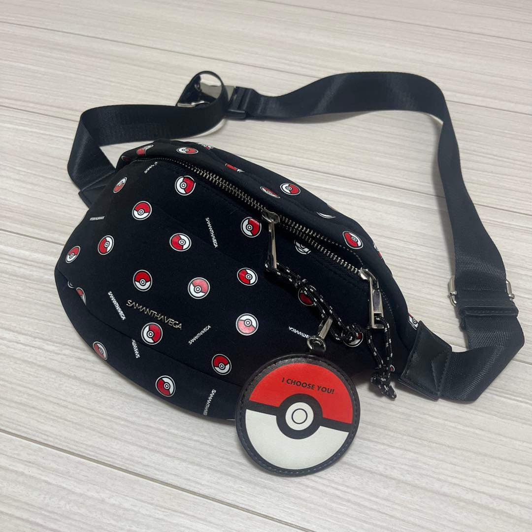 美品　サマンサベガ　ポケモン　ウェストポーチ　黒　モンスターボール柄