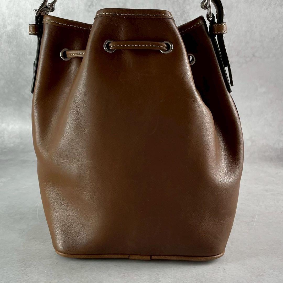 良品✨レア オールドコーチ 巾着型 ショルダーバッグ オールレザー ロゴ型押し