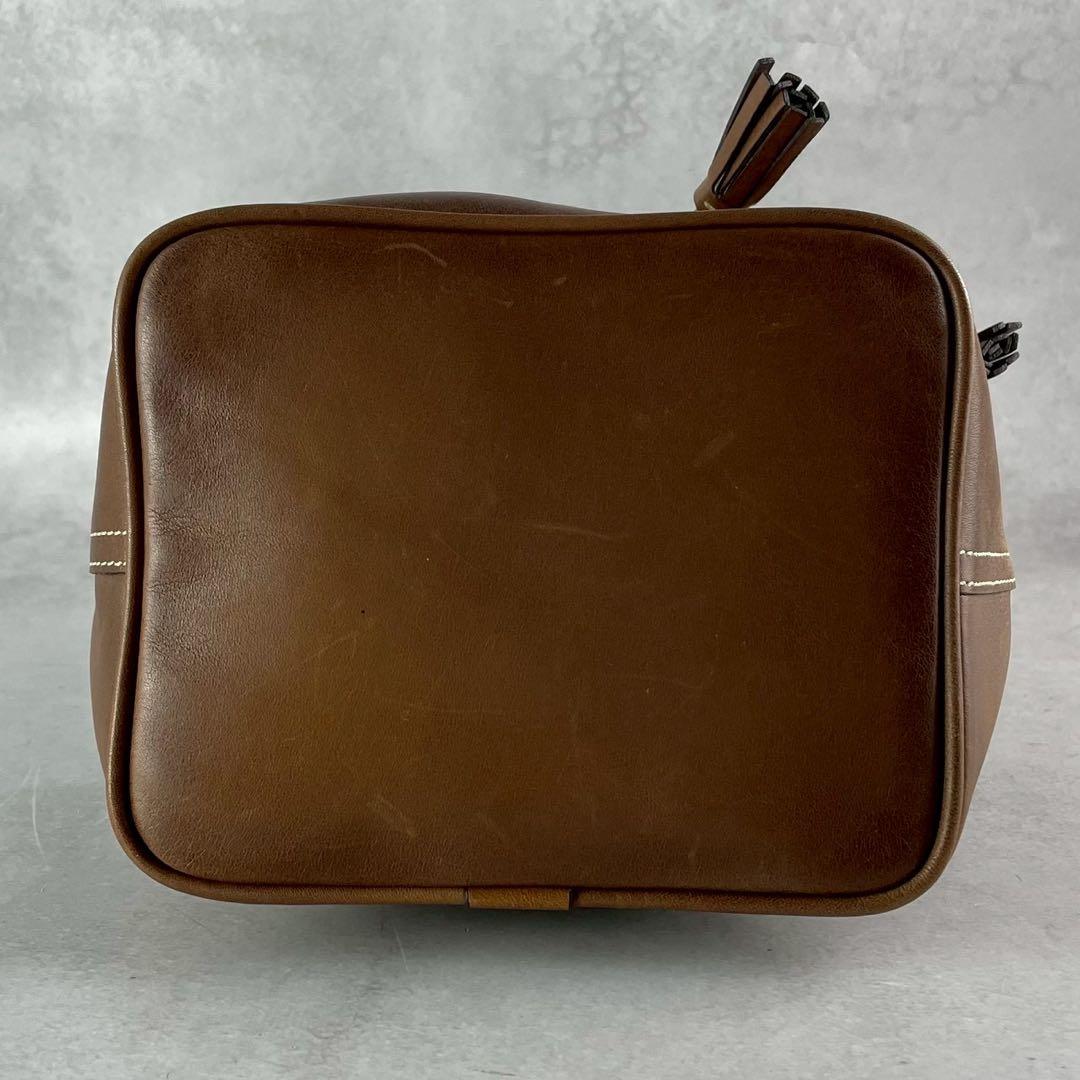 良品✨レア オールドコーチ 巾着型 ショルダーバッグ オールレザー ロゴ型押し