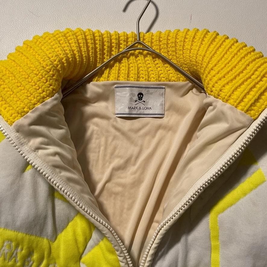 【アユミファイヤー】マークアンドロナ　ニット切り替え 総柄ジャケット 36