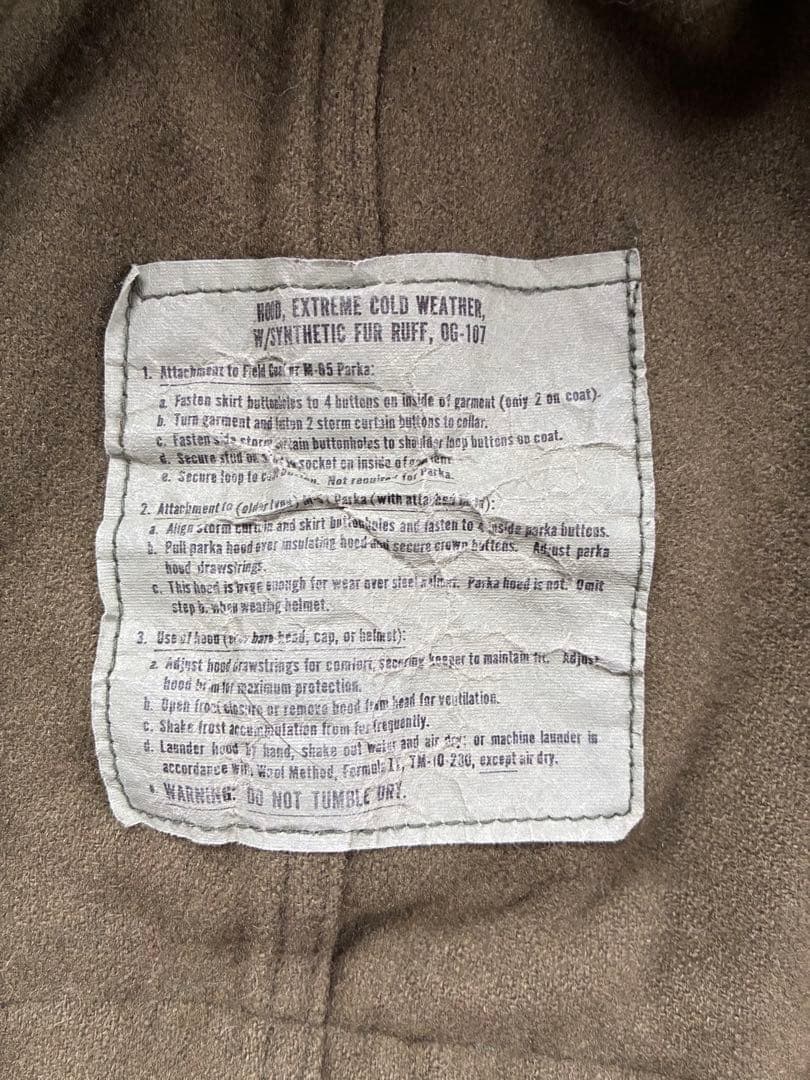 希少 M-65 米軍実物 フィッシュテールパーカー フードのみ