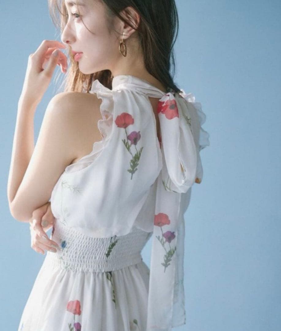 【SNIDEL】バックリボンシフォンワンピース