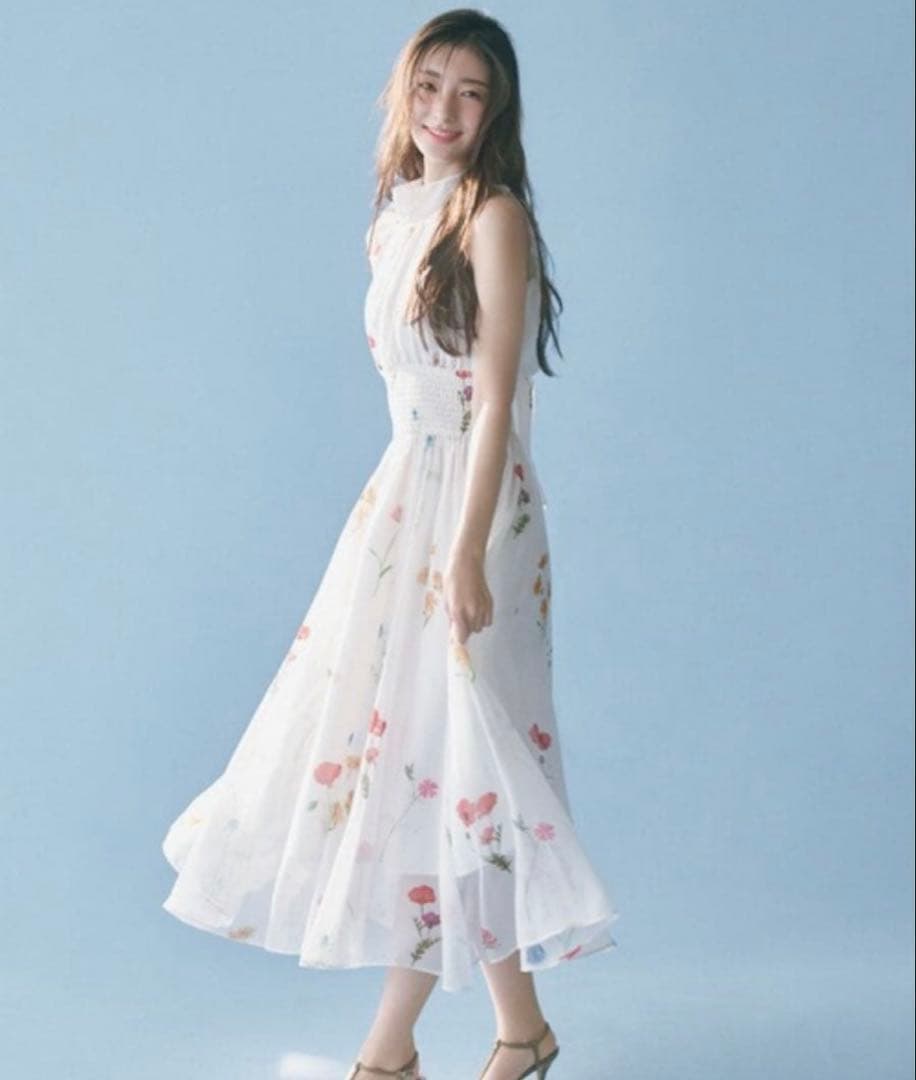 【SNIDEL】バックリボンシフォンワンピース