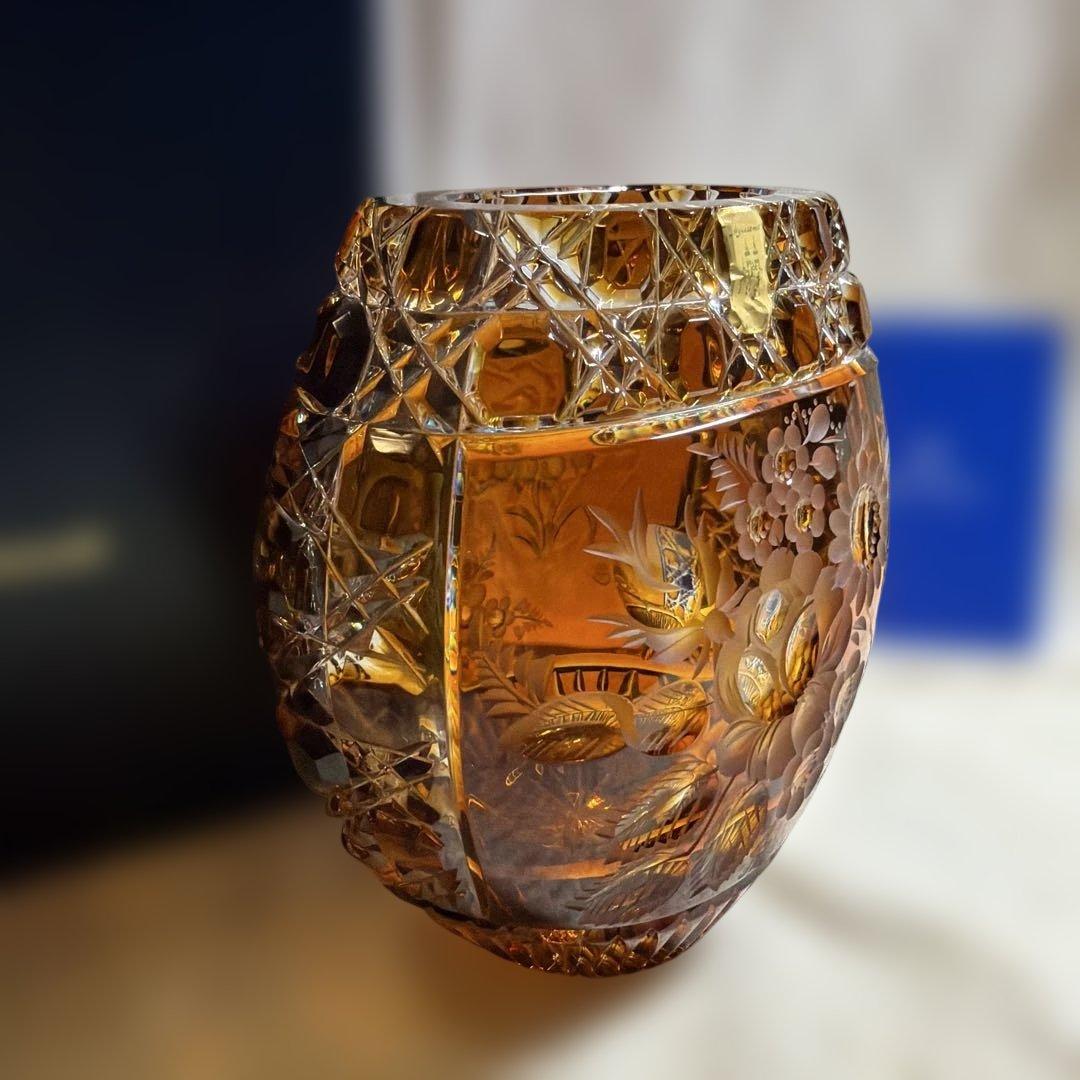 マイセン✳︎花瓶　フラワーベース　クリスタル　アンバー　MEISSEN
