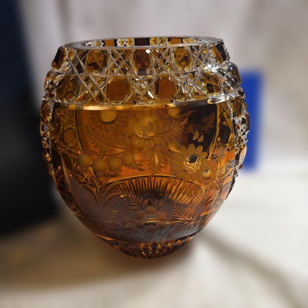 マイセン✳︎花瓶　フラワーベース　クリスタル　アンバー　MEISSEN