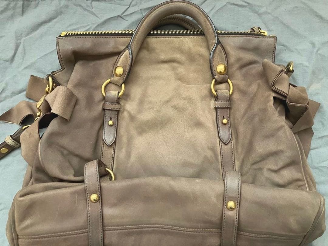 MIUMIU ミュウミュウ リボン レザー ショルダーバッグ 2way ヌバック