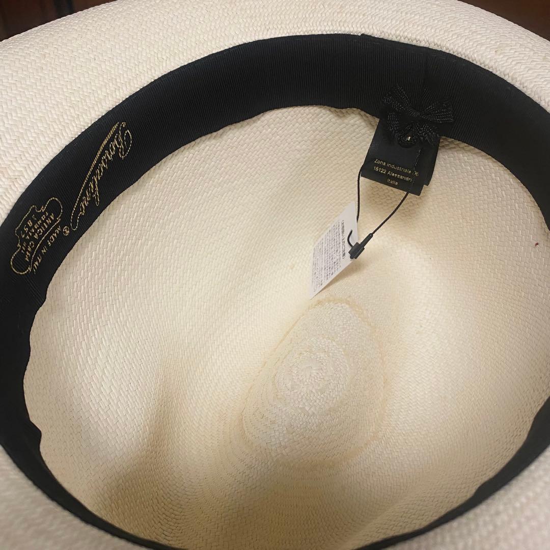 【新品 定価4万円台】ボルサリーノ★高級パナマハット★赤リボン★M/実寸58cm