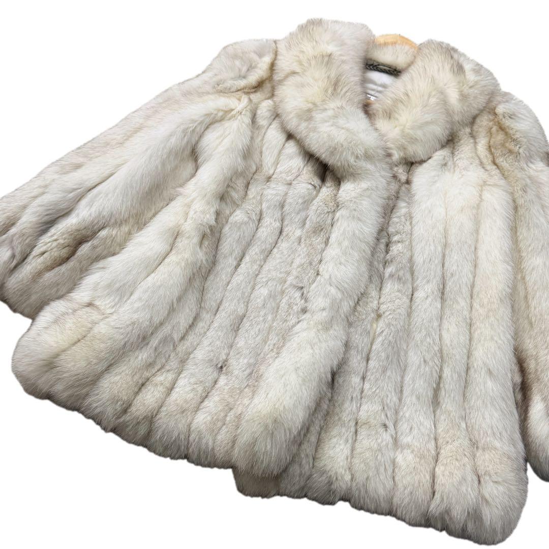 美品　サガフォックス　ブルーフォックス　XL相当　ファーコート　柔らか毛並み