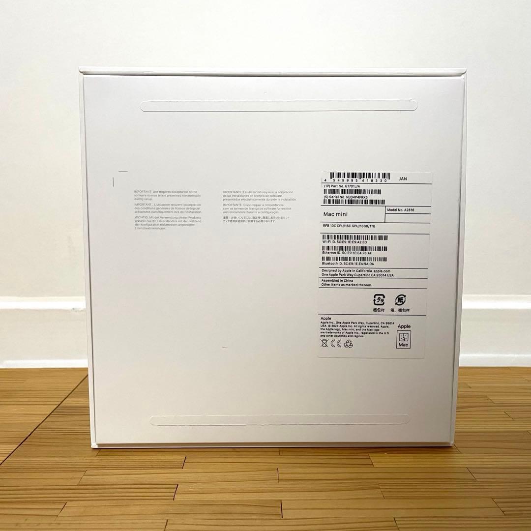 Mac mini M2Pro メモリ16G ストレージ1TB