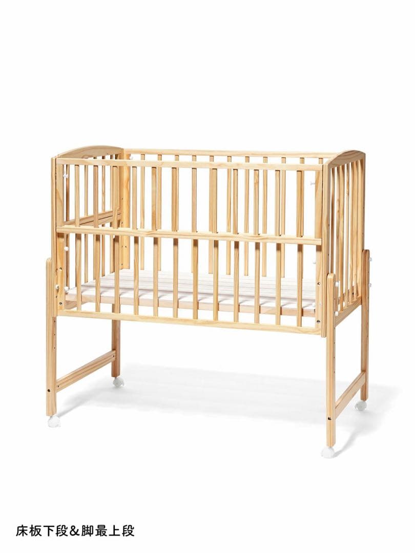 nommoc 木製　Wオープンハイタイプベビーベッド キャスター付き