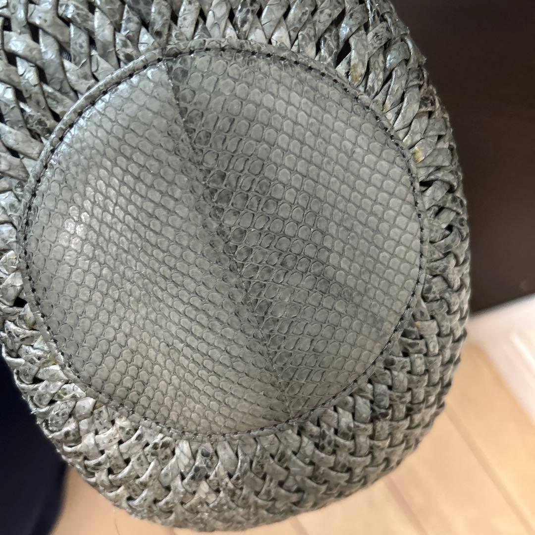 か*ん様 希少品　銀座ヨシノヤ　革編み込みメッシュトートカゴバッグ