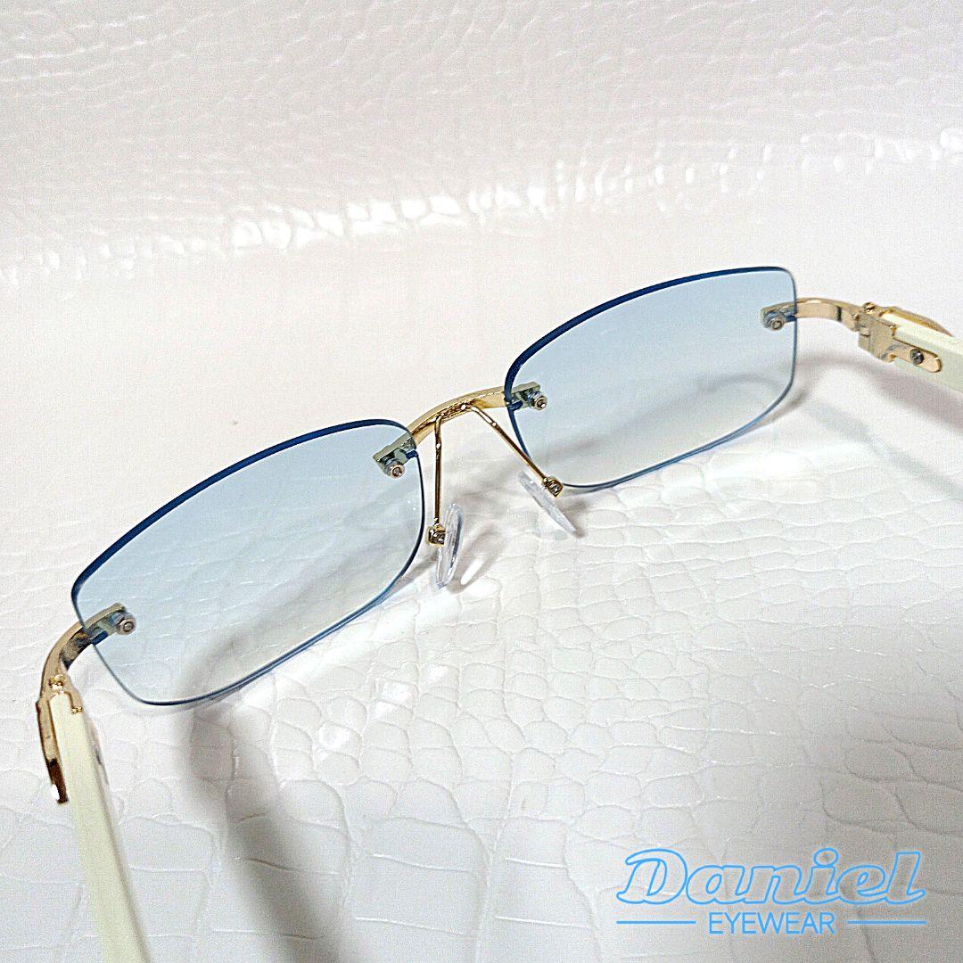 リムレス■ライトブルー■グラデーション■サングラス■Y2K■未使用品■⑮