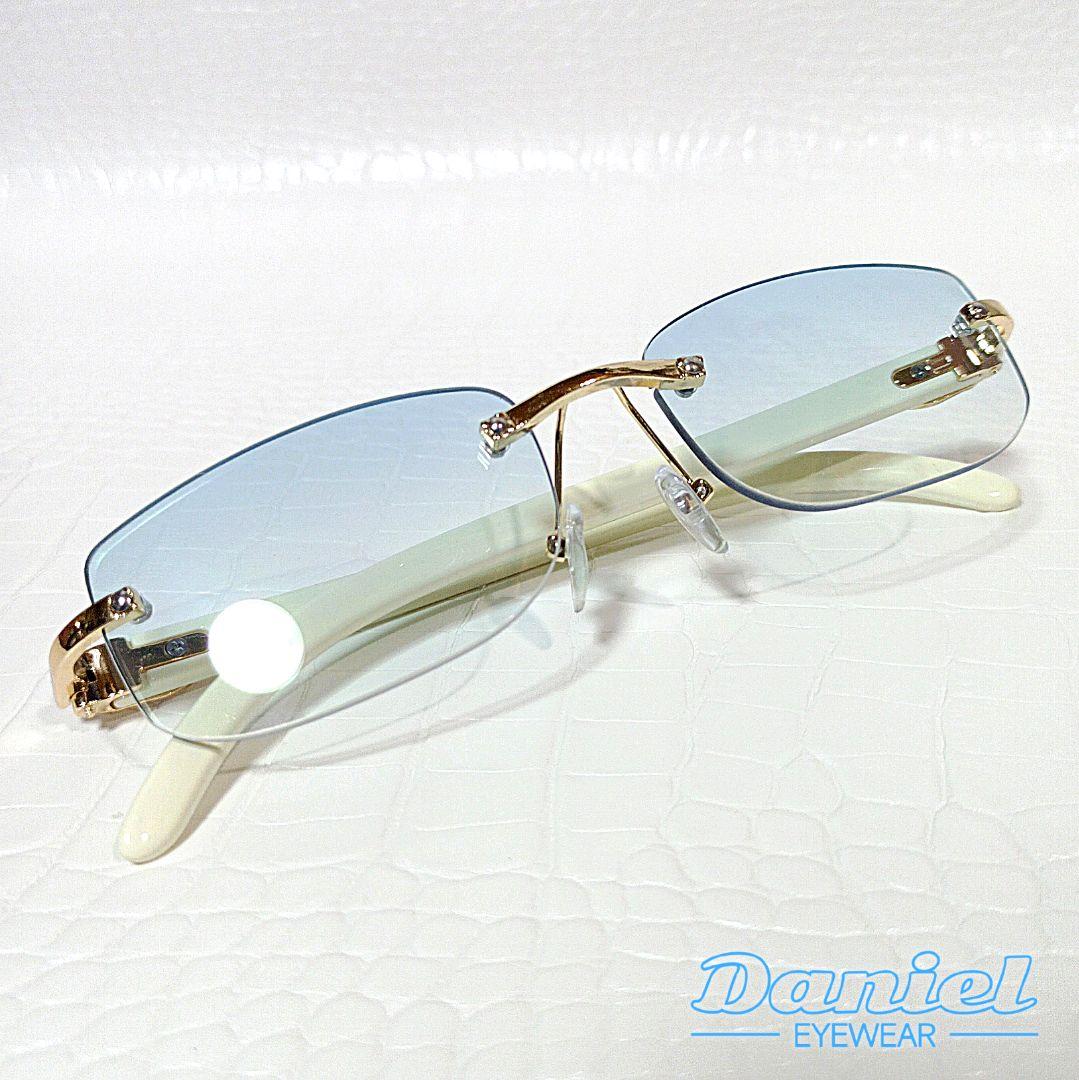 リムレス■ライトブルー■グラデーション■サングラス■Y2K■未使用品■⑮