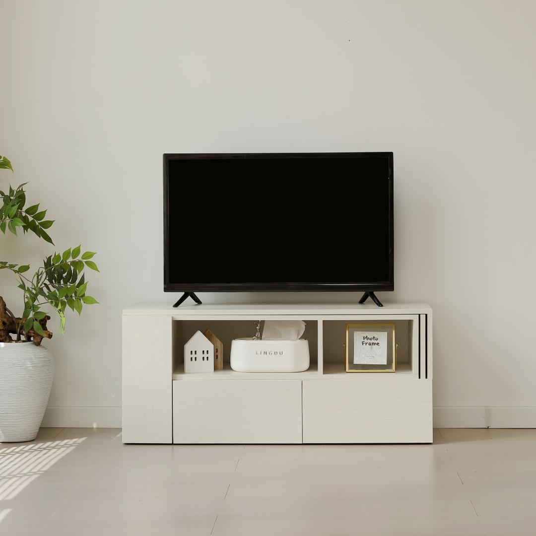 超人気！テレビ台 ローボード 収納 伸縮自由 幅95～169cm WHITE