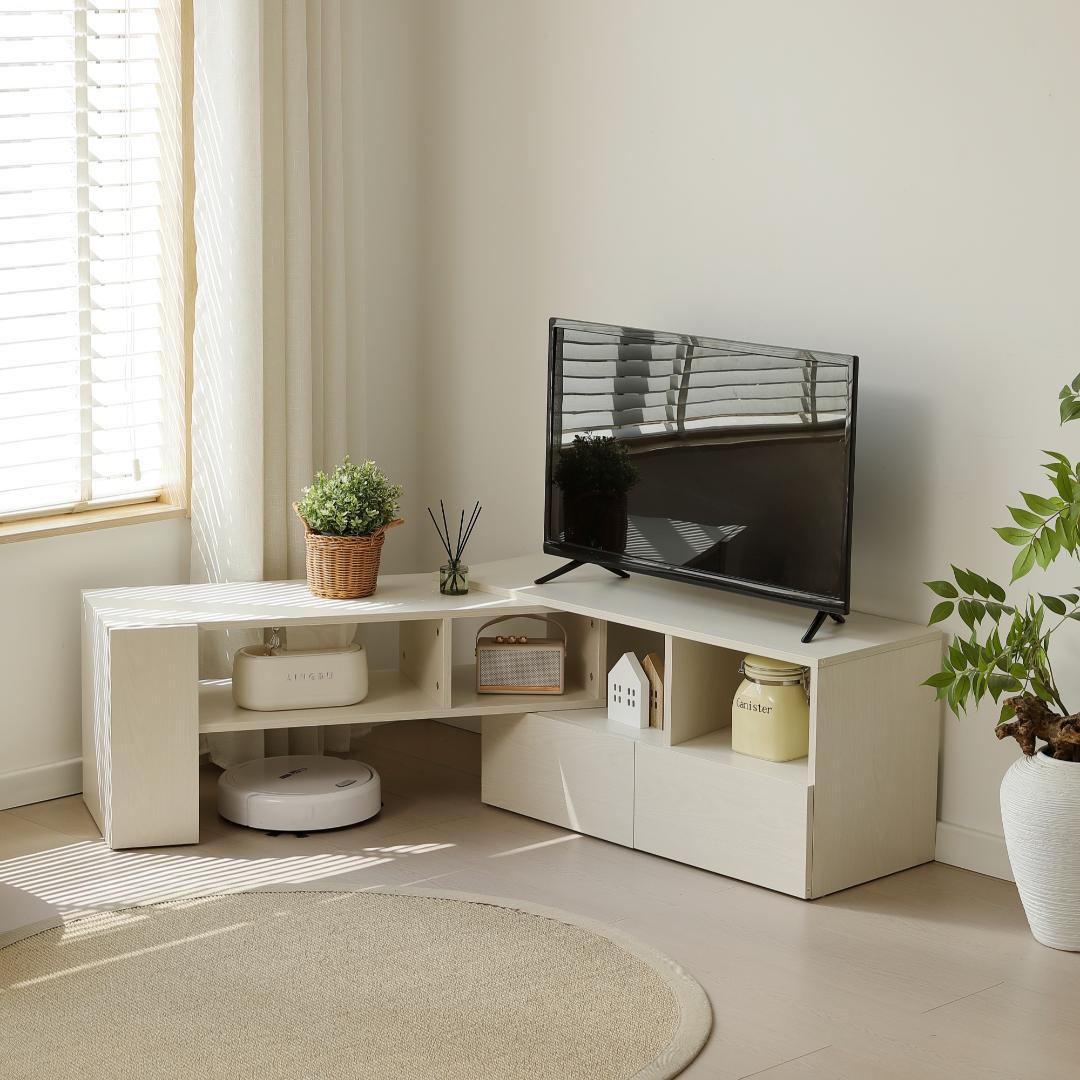 超人気！テレビ台 ローボード 収納 伸縮自由 幅95～169cm WHITE