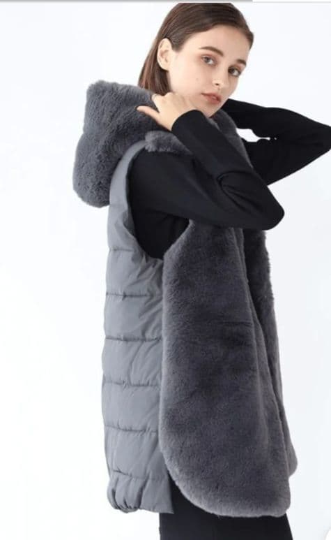 Age アーガ　エコファー　ベスト　チャコールグレー