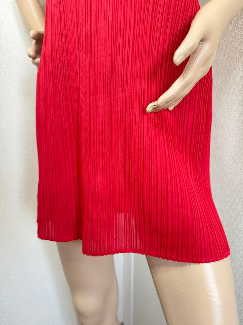 PLEATS PLEASE イッセイミヤケ プリーツ チュニック トップス 赤