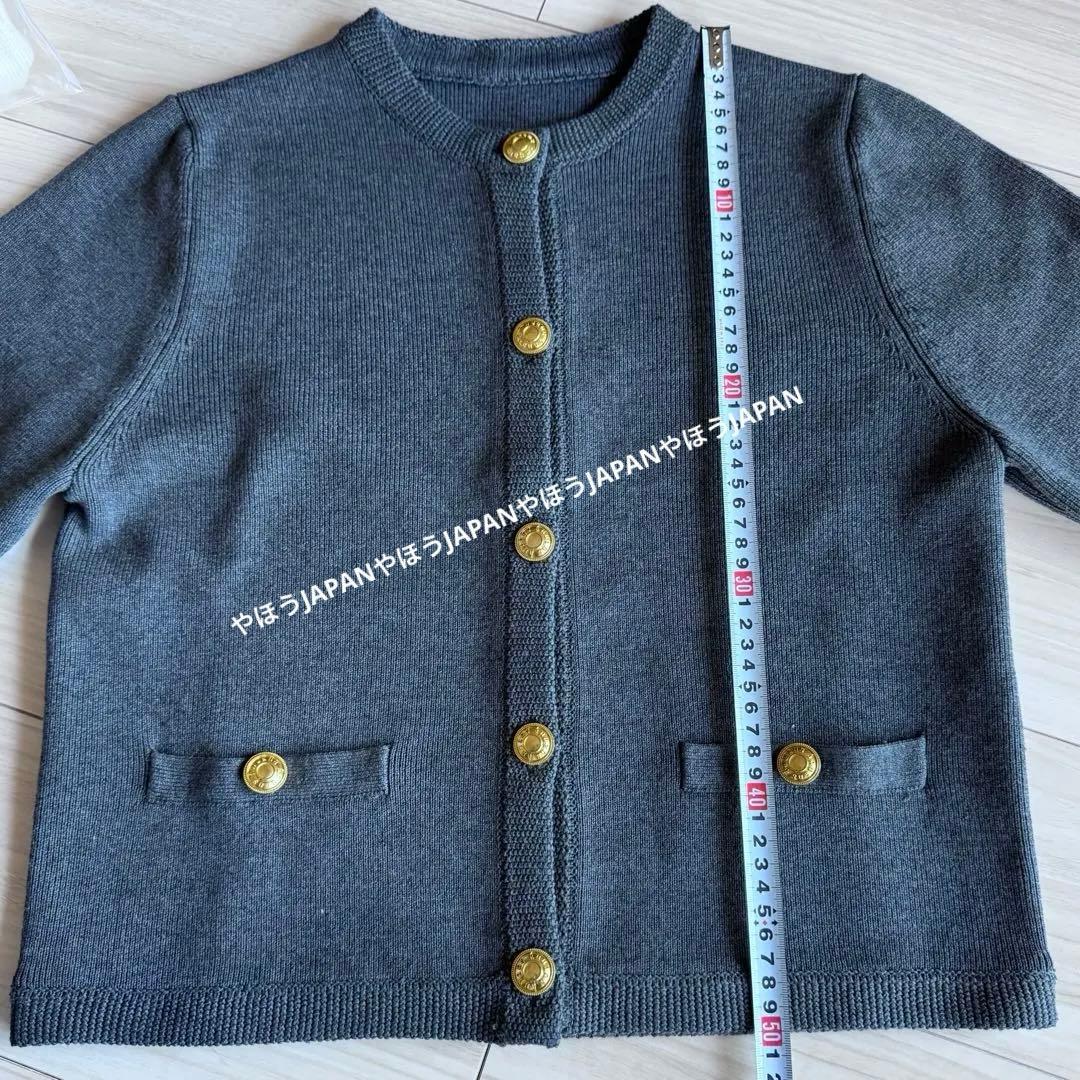 【未使用品】anuansオリジナルボタンノーカラーニットジャケット フリー