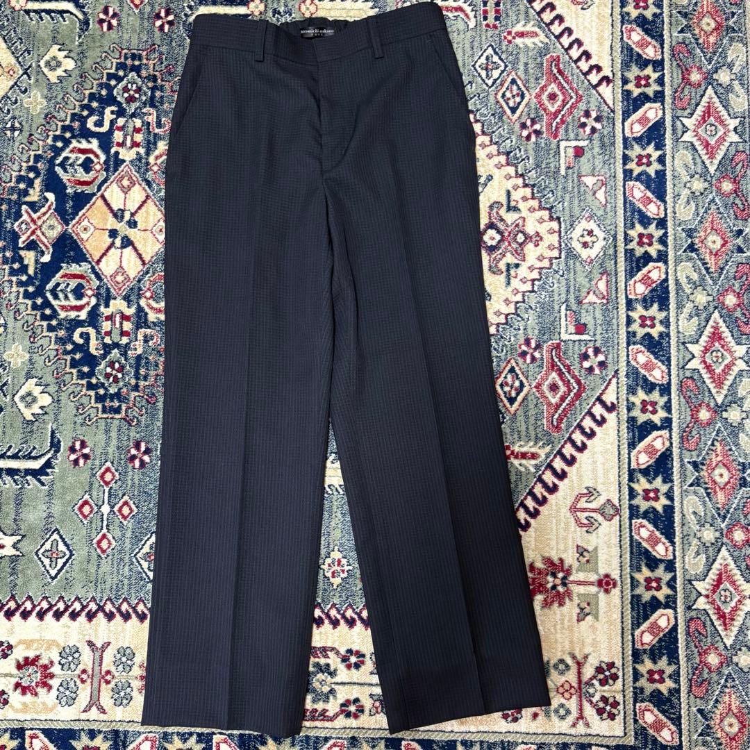 【美品】キッズフォーマル スーツ 150 卒業式 男の子 ネイビー チェック