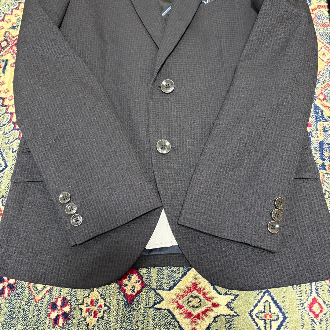 【美品】キッズフォーマル スーツ 150 卒業式 男の子 ネイビー チェック