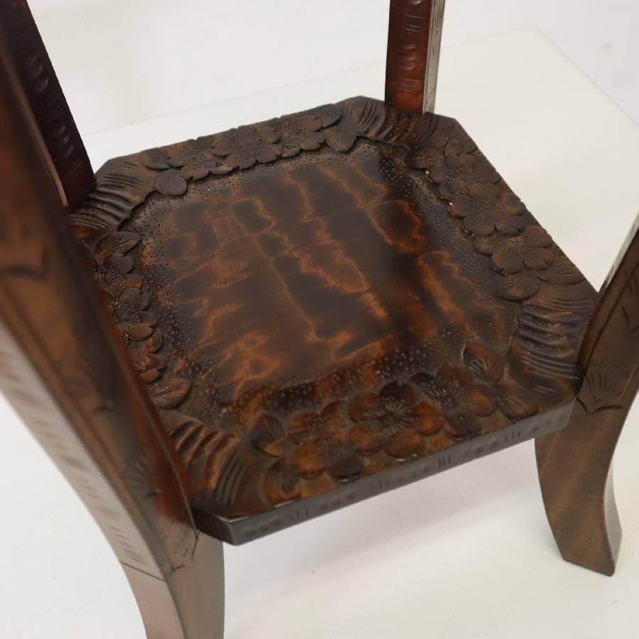 伝統工芸 軽井沢彫 桜柄 サイドテーブル 花台 飾り台 高さ61cm