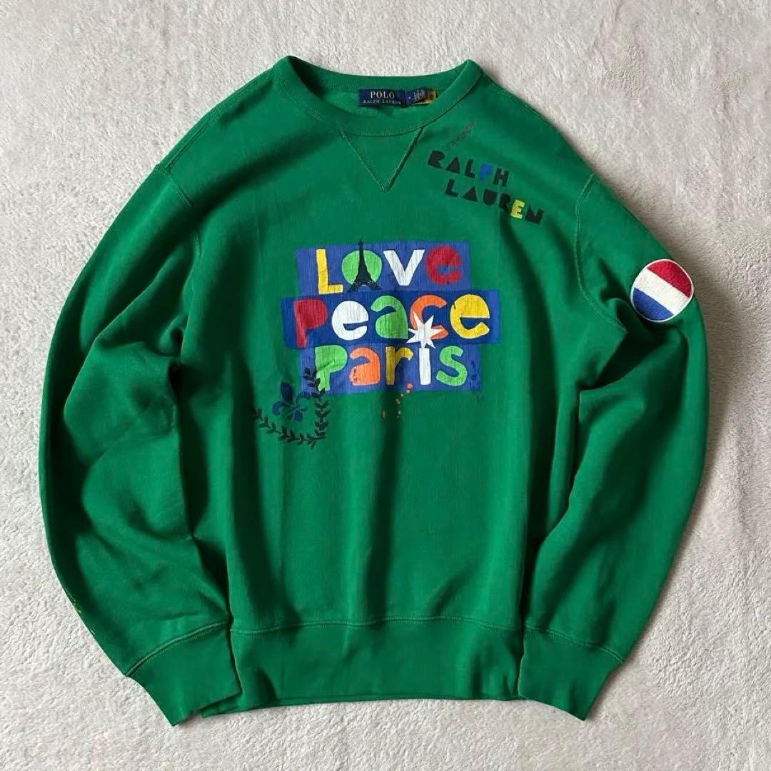 【希少・現行】ポロラルフローレン スウェット メンズ グラフィック QRタグ 緑