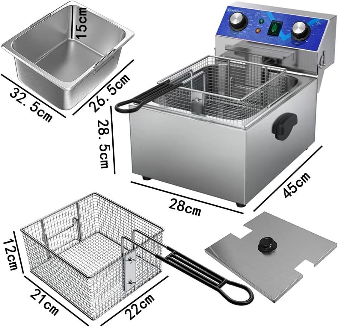 大人気❣️ 電気フライヤー 10L 卓上フライヤー 揚げ物器 ミニフライヤー