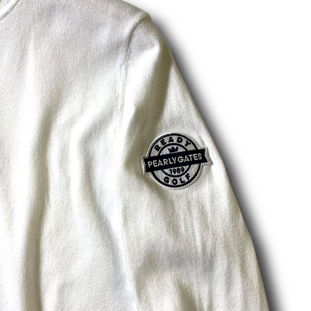 定価19800円 1 パーリーゲイツ ビッグロゴ タートルネック ニット 白