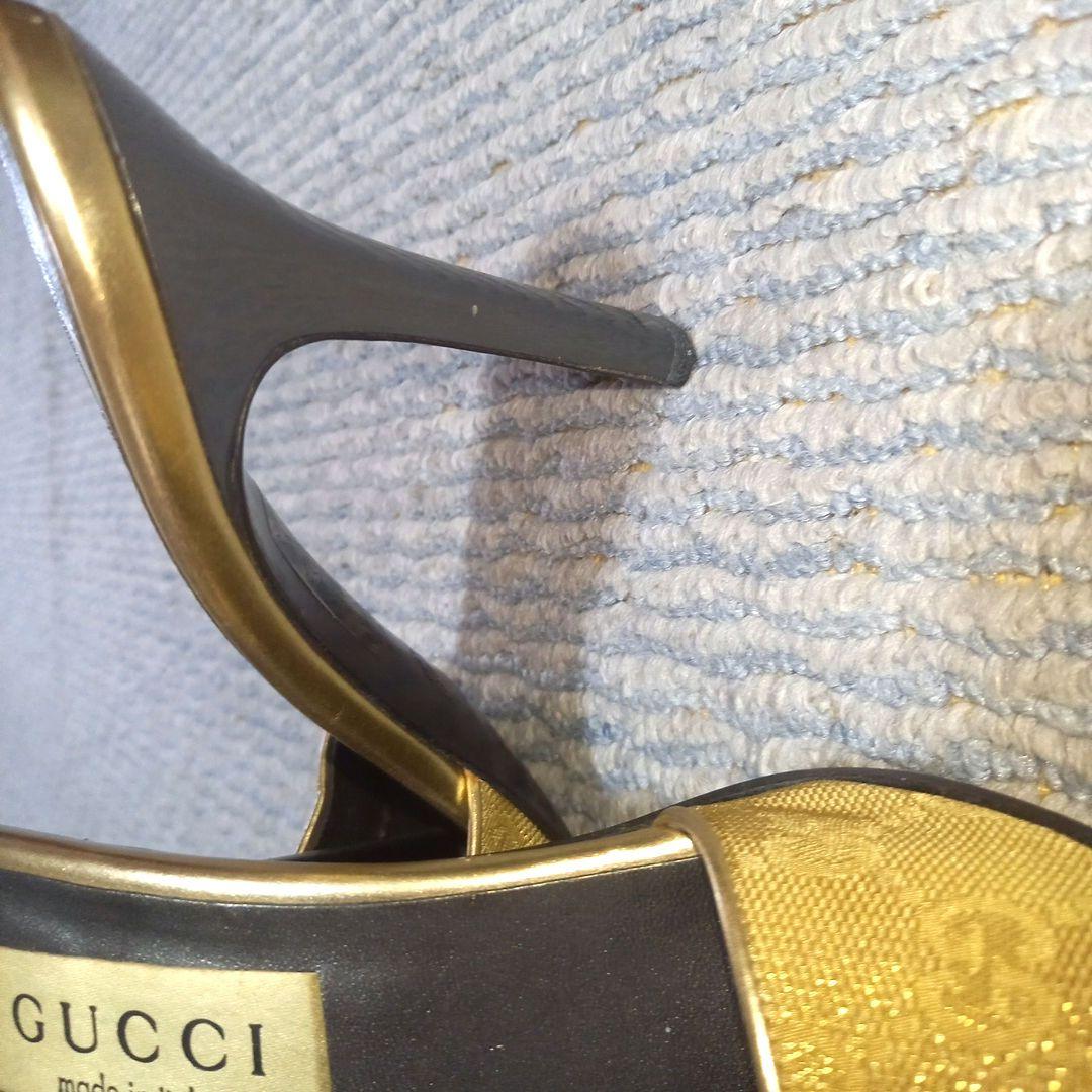 GUCCI ゴールド ハイヒールサンダル