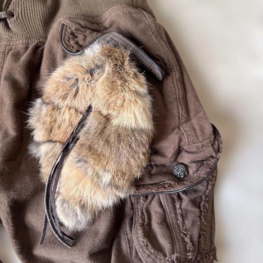 goa ゴア ワークパンツ カーゴパンツ リアルファー付き ブラウン系