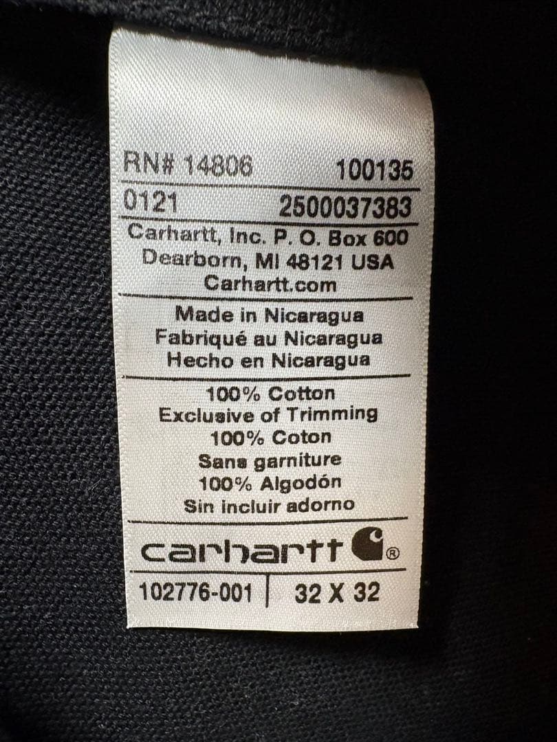 Carhartt ブラック オーバーオール 32 X 32