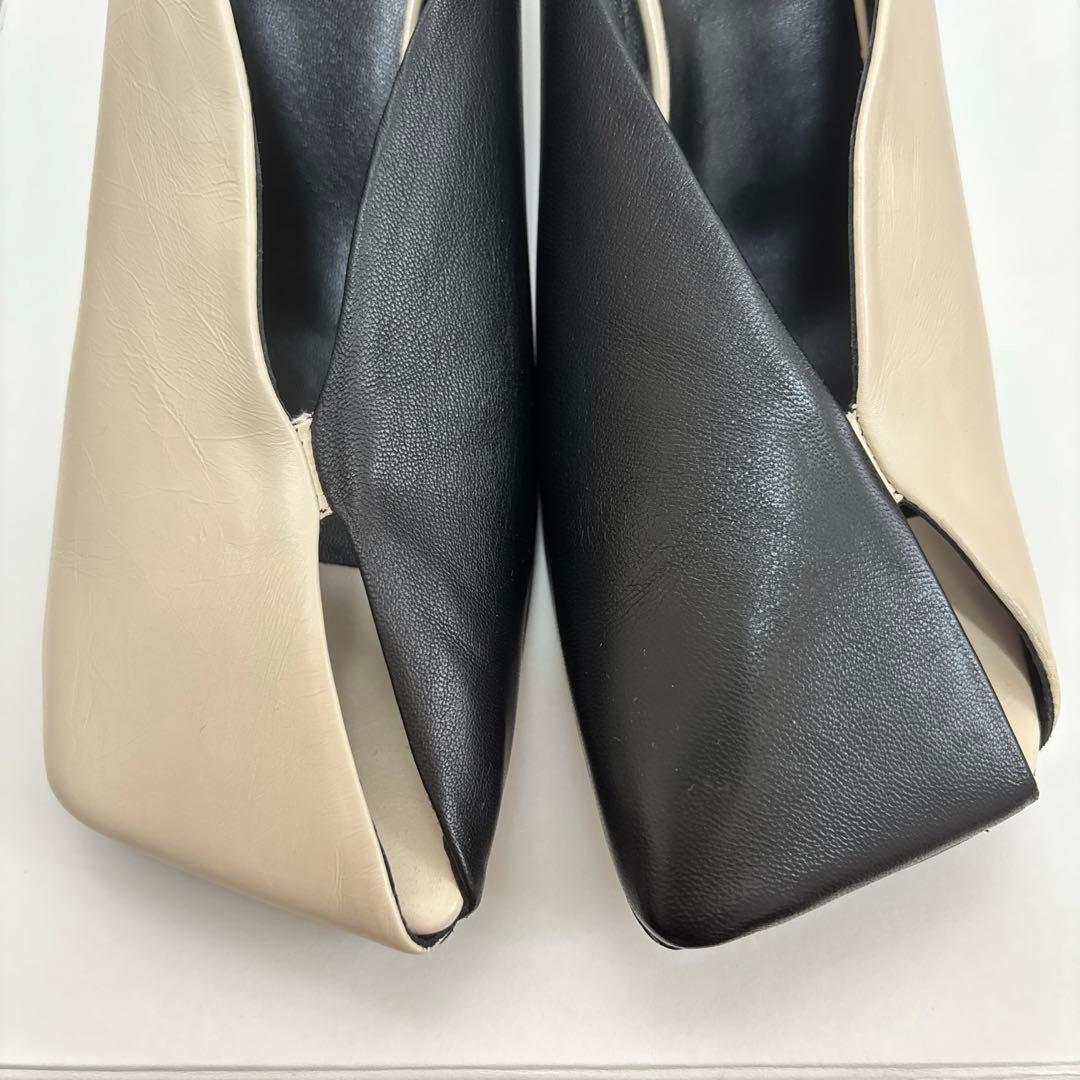 JIL SANDER ベージュ/ブラック バイカラー ミュール 36.5