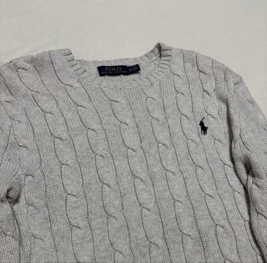 Polo Ralph Lauren グレー ケーブルニットセーター　綿100