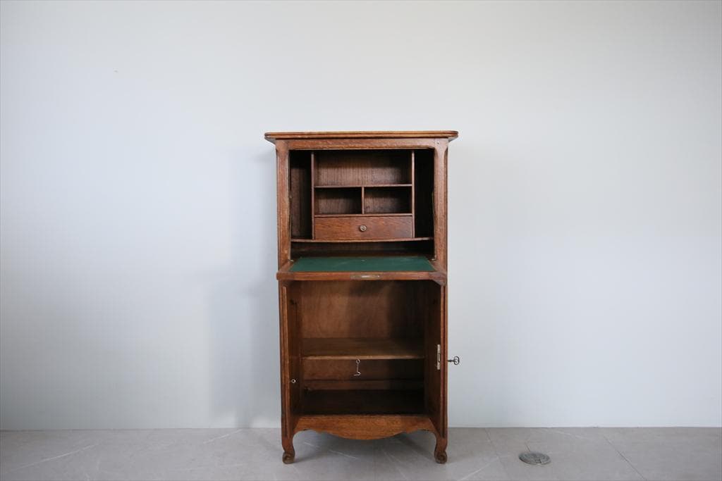 英国アンティーク猫脚ライティングビューロー/木製机/収納式デスク(90-65)