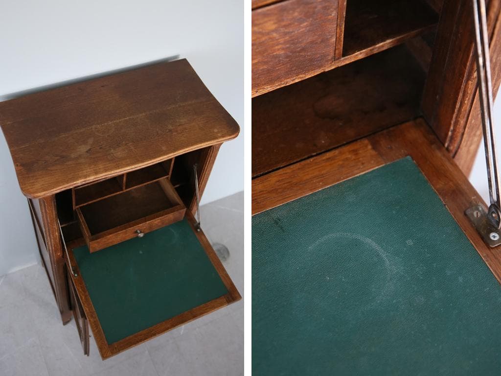 英国アンティーク猫脚ライティングビューロー/木製机/収納式デスク(90-65)