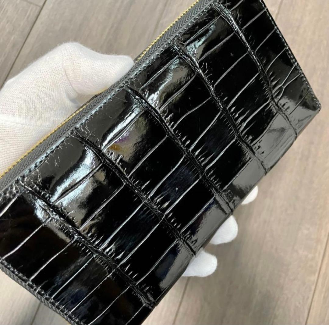 クロコダイル財布 516-2レディース長財布 シャイニング ワニ革 レッド