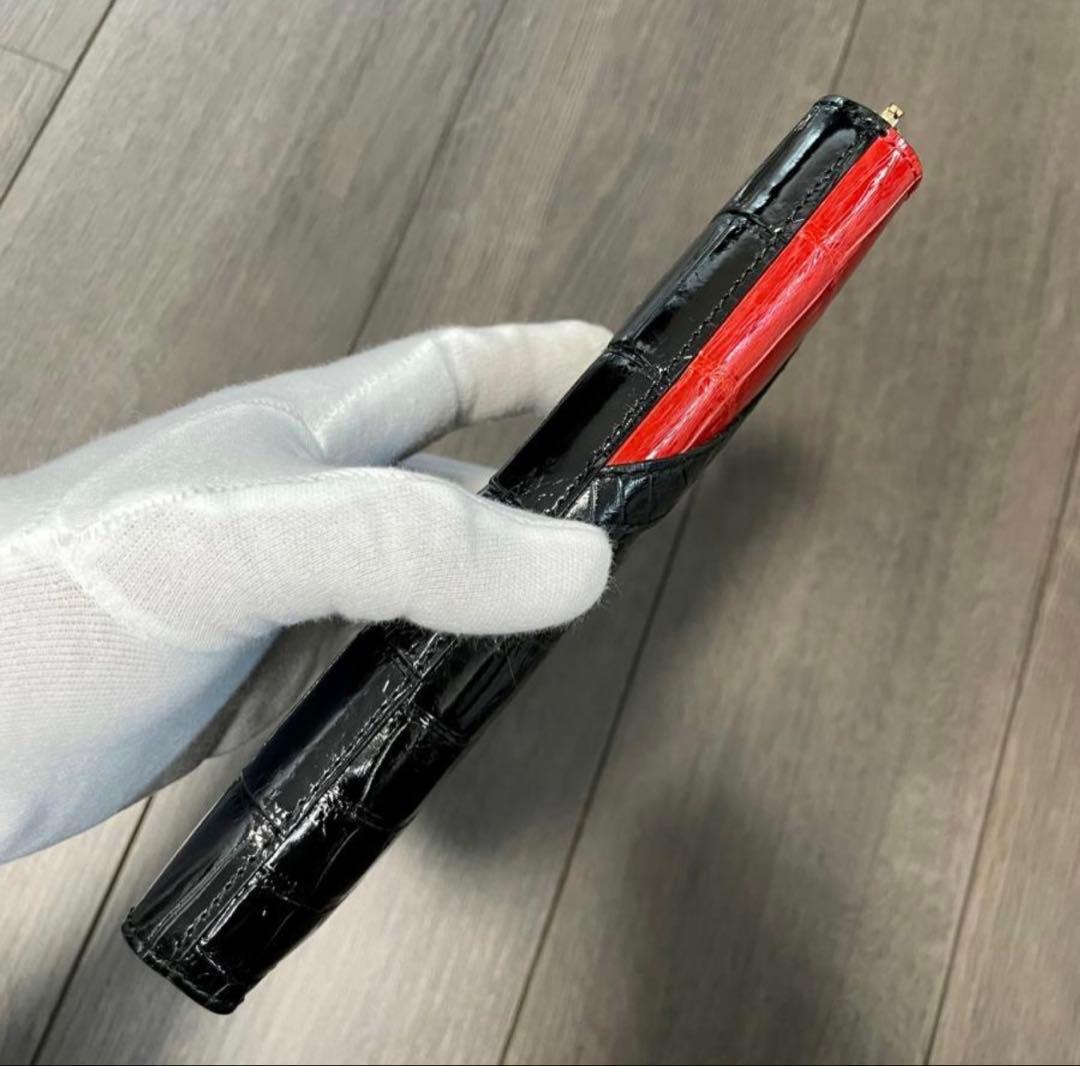 クロコダイル財布 516-2レディース長財布 シャイニング ワニ革 レッド