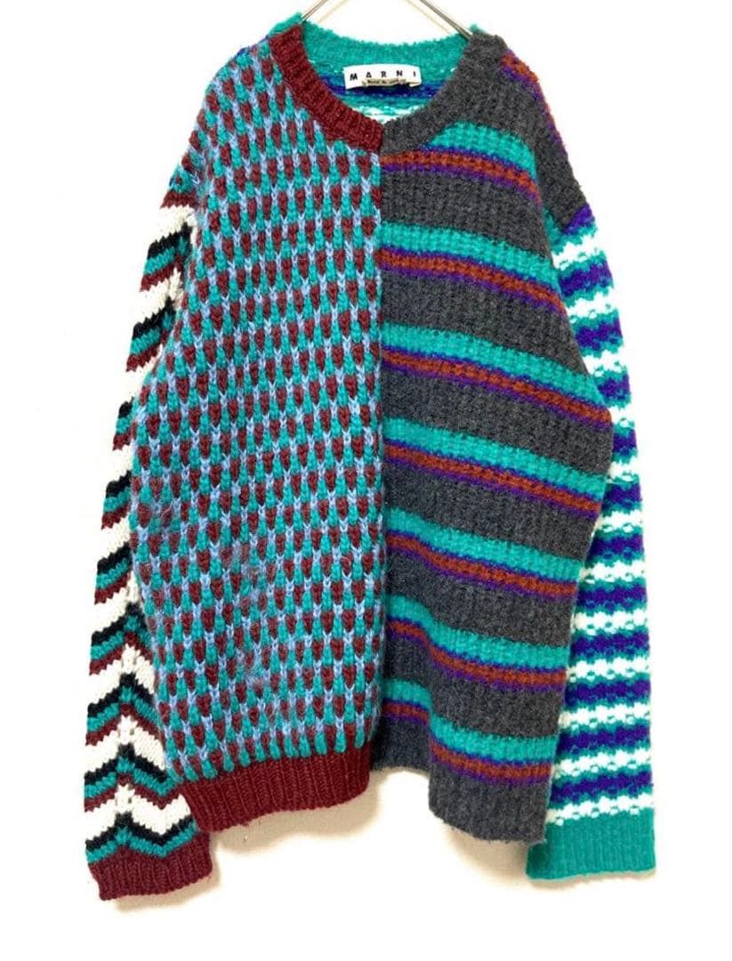 極美品 マルニ marni マルチボーダー　ウールニット　メンズ　48
