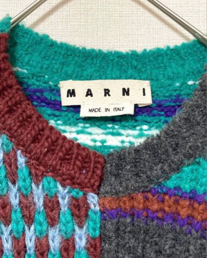極美品 マルニ marni マルチボーダー　ウールニット　メンズ　48